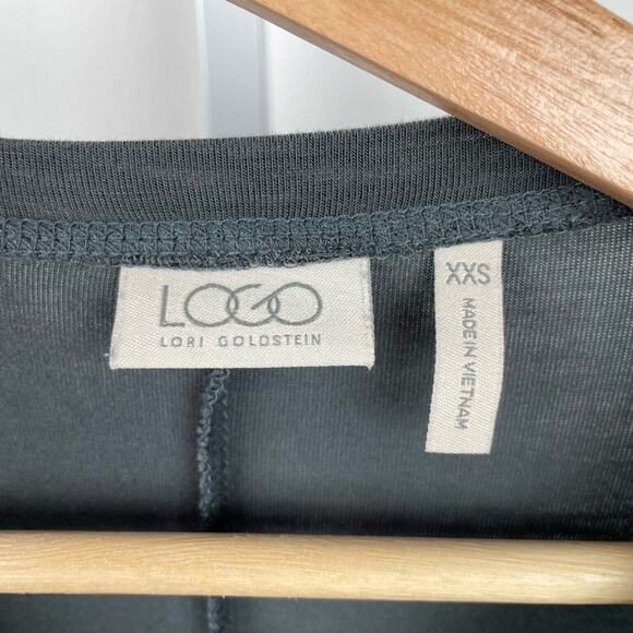 LOGO Lori Goldstein XXS Knit Top with Chiffon Pockets and Back Detail Rayon Gray - Picture 3 of 9